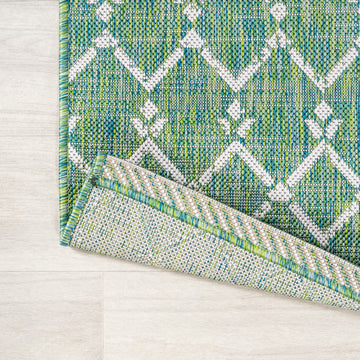 Ourika Moroccan Geometric Textured Weave Indoor/outdoor Square Rug